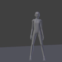 Blender model in beat up action hero recovery pose