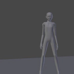 Blender model in beat up action hero recovery pose