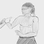 Zara and Dak playing blind push hands