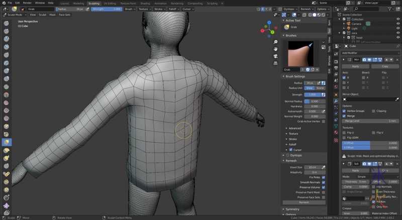 Blender 2.8 sculpting jumper shape