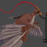 3d mega-pidgeot and low poly 3d-fyn