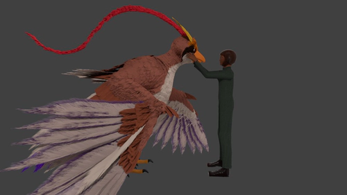 3d mega-pidgeot and low poly 3d-fyn