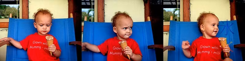 Toddler has ice cream