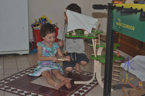 Playing with 3yo's doll treehouse from Eco Toys Playing with 3yo's doll treehouse from Eco Toys