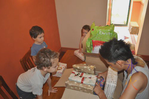Patiently waiting for the presents to be handed out Patiently waiting for the presents to be handed out