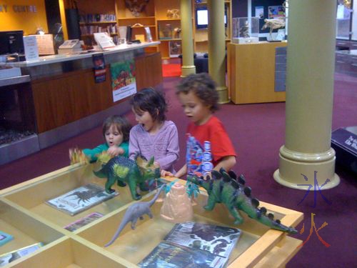 Playing with dinosaur toys at the WA Museum Discovery Centre