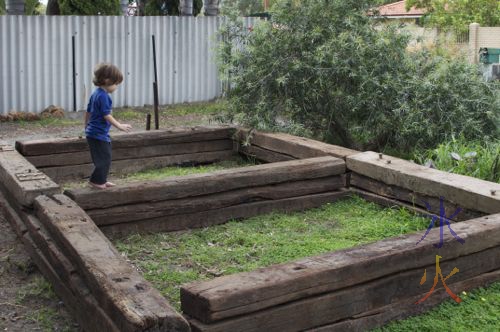 railway sleeper raised garden bed