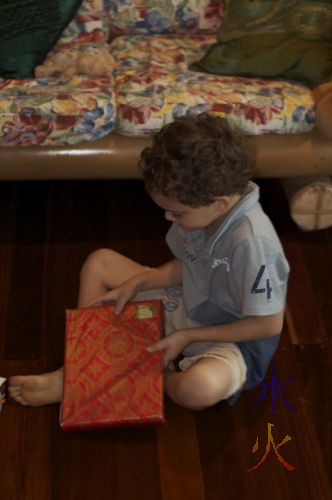 Little Big Boy opening Christmas presents