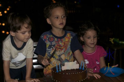 kids getting ready for cake
