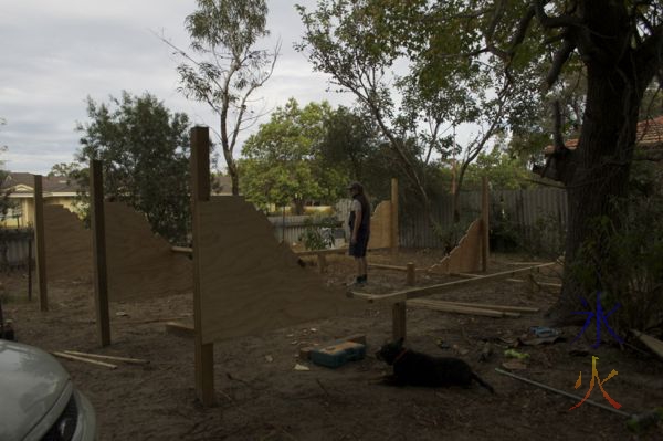 Skate ramp frame from the ground