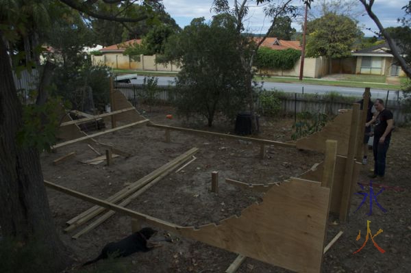 Skate ramp as seen from the kids' cubbyfort