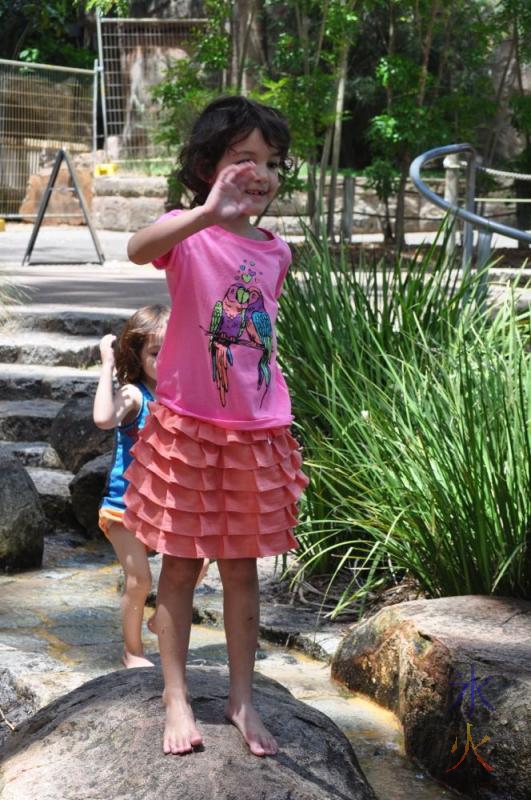 Playing on the water course at the Perth Zoo