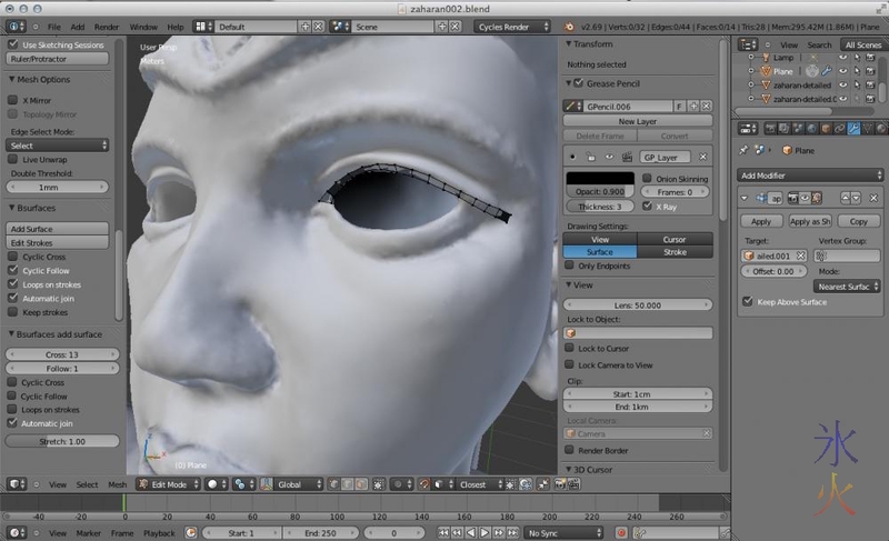 Starting retopo with grease pencil and bsurfaces