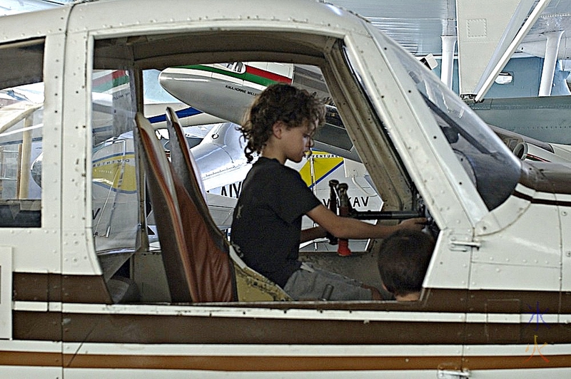 9yo driving the demo plane