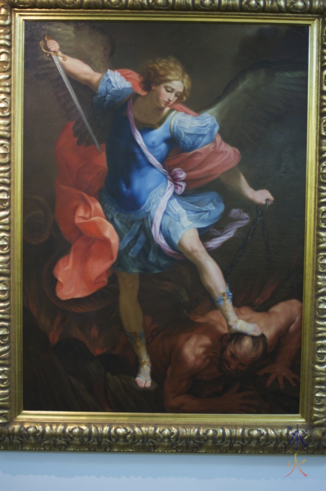 Angel vs demon painting at New Norcia