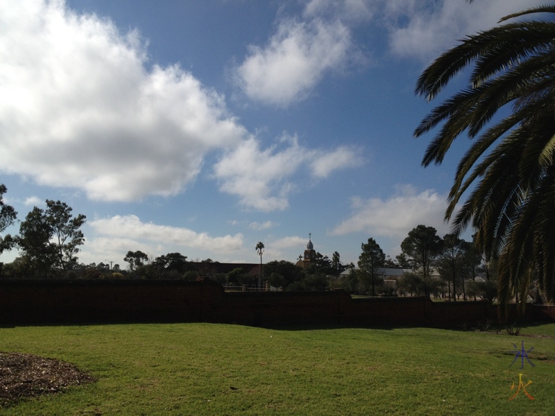 View of the church from St Gertrude's College, New Norcia, Western Australia