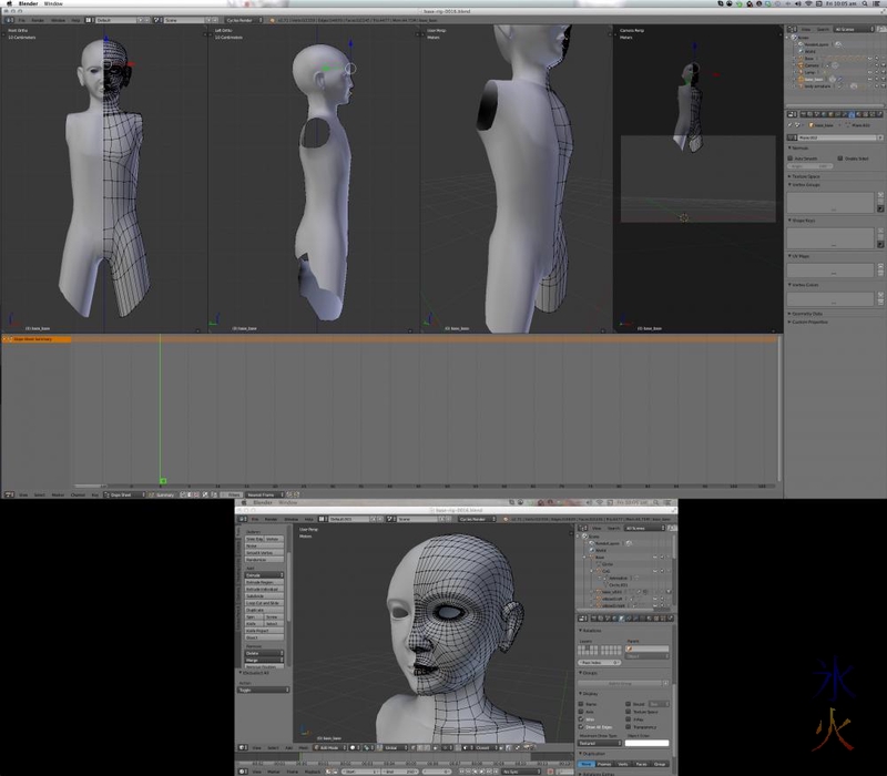 Head and torso retopology in Blender 2.71