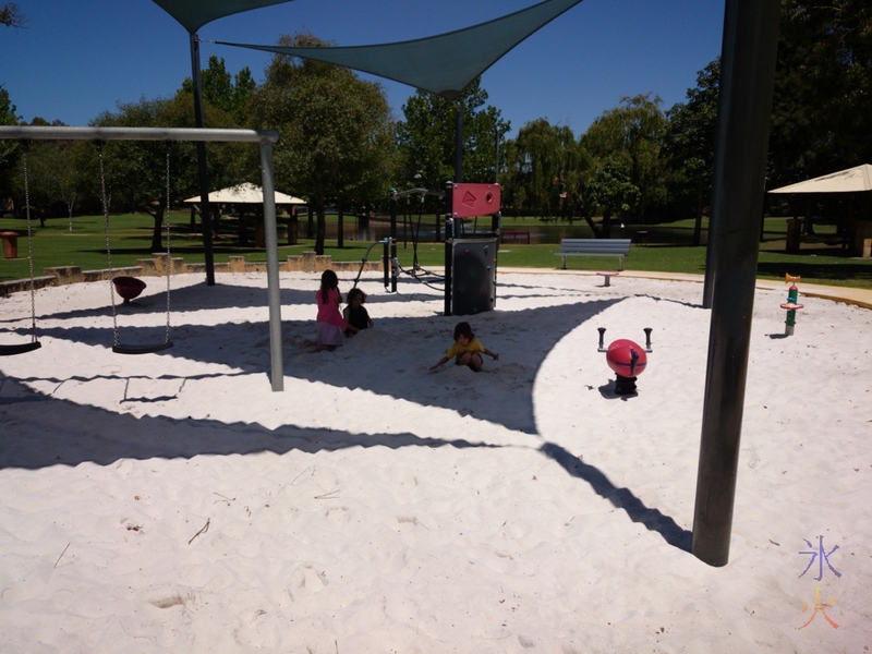 Playing at the park down the road from music lessons