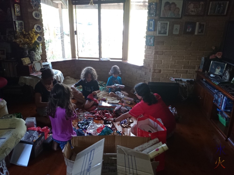 Putting together loot bags for Carols by Candlelight