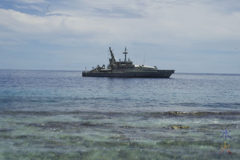 Navy boat just off Ethel Beach, Christmas Island, Australia
