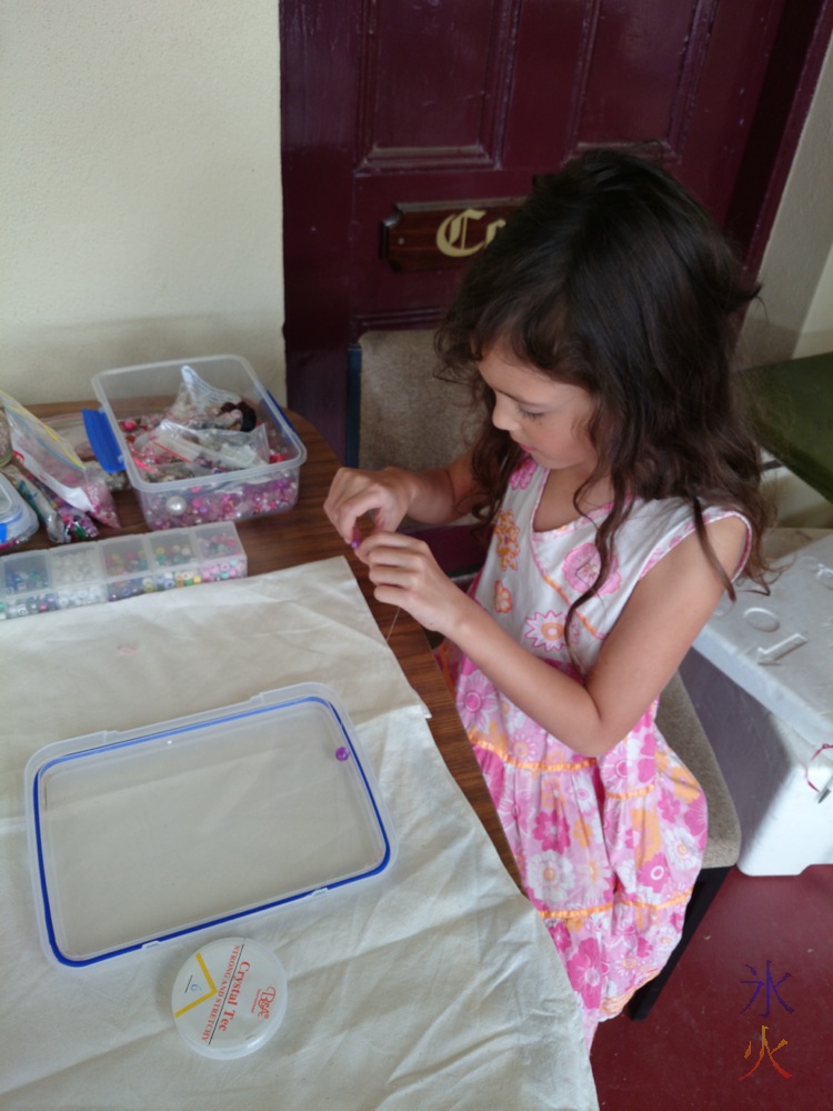 8yo making a bead bracelet at Liddelow Homestead, Gosnells, Western Australia