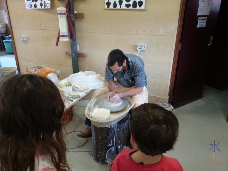 Potter making a bowl on wheel at Liddelow Homestead, Gosnells, Western Australia