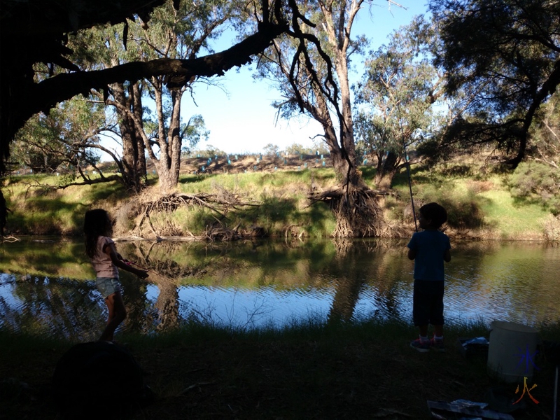 8yo and 5yo fishing