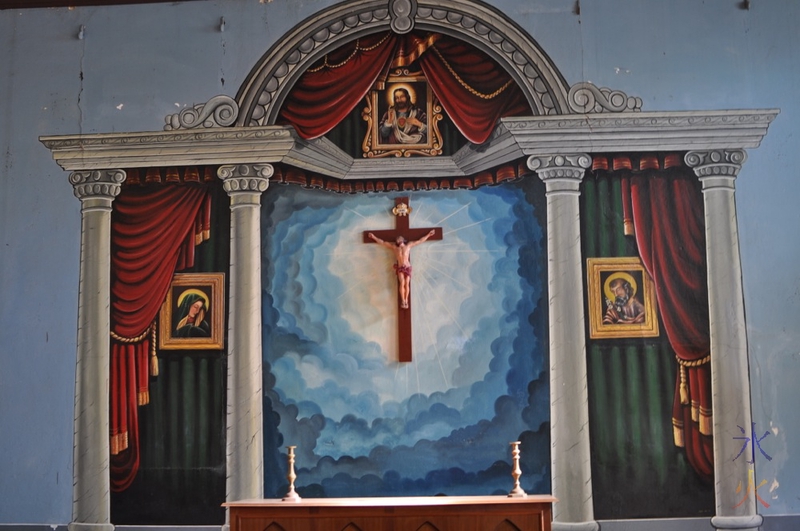 Repaint of a mural in the Catholic chapel, Fremantle Prison, Western Australia