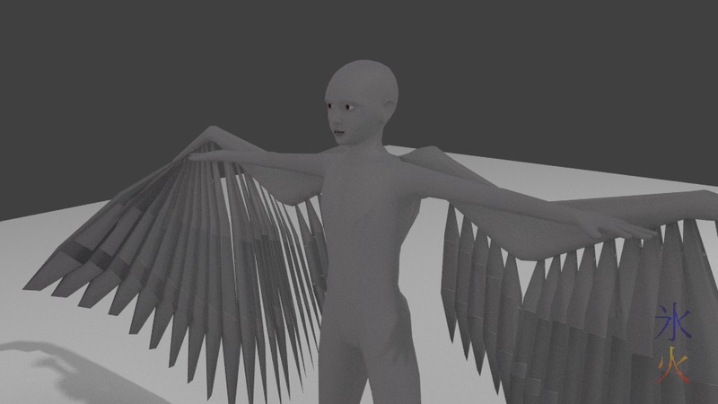 Avian Blender model with flight feathers