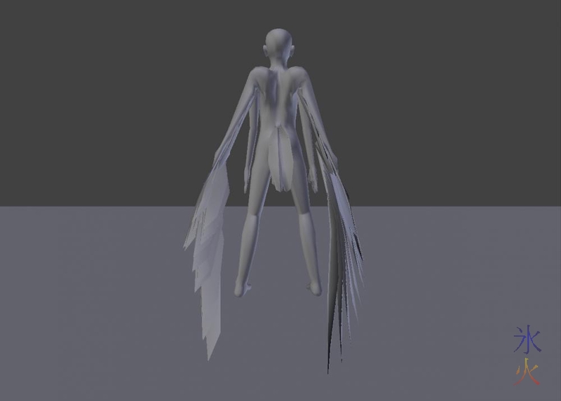 Blender Avian model wings furled back shot