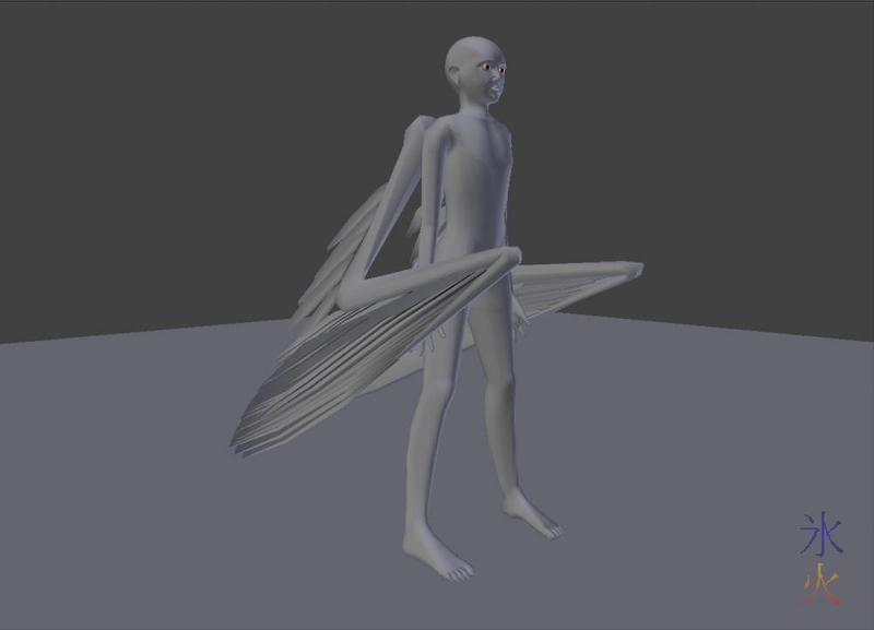 Blender Avian model three quarter front view