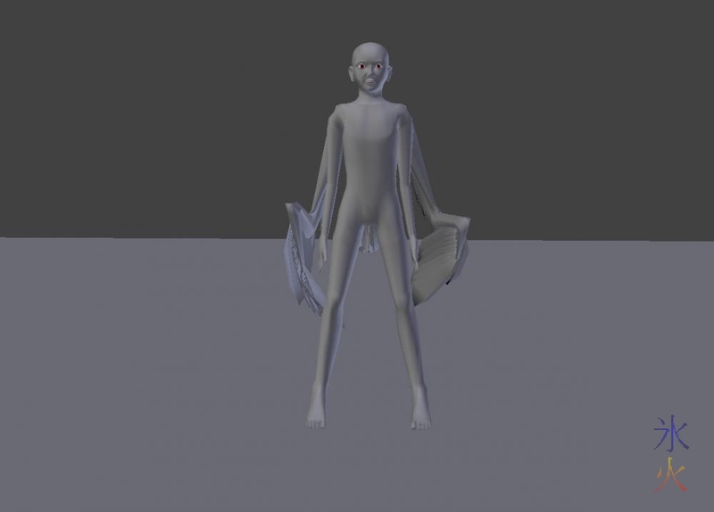 Blender Avian model wings furled front view