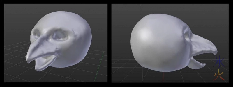 Mega pidgeot head/skull sculpted with dynamic topology in Blender 2.76-rc3