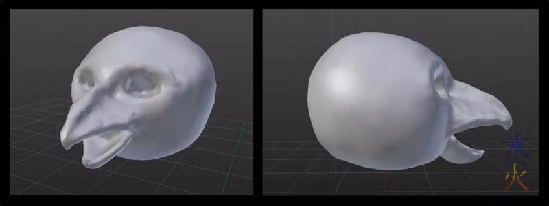 Mega pidgeot head/skull sculpted with dynamic topology in Blender 2.76-rc3