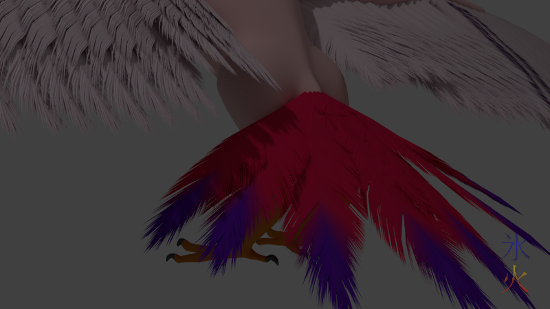 Tail feathers coloured with a uv map