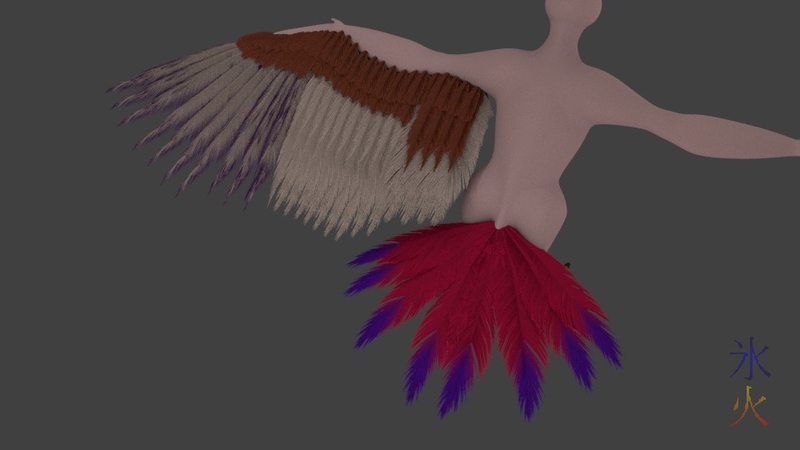 3d mega-pidgeot test render - topside coverts