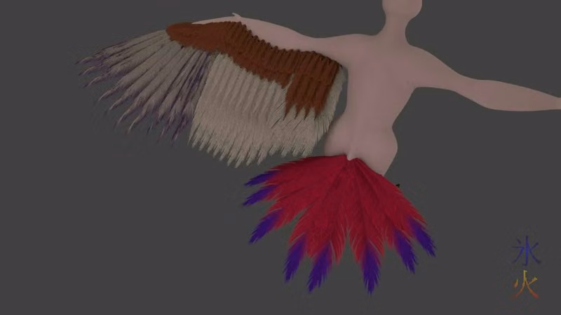 3d mega-pidgeot test render - topside coverts