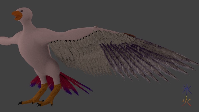 3d mega-pidgeot test render - underside coverts