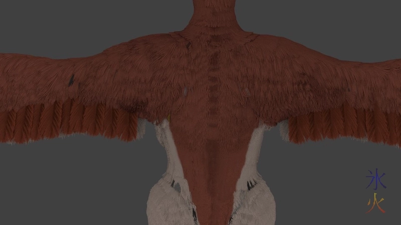 3d mega-pidgeot small coverts back view