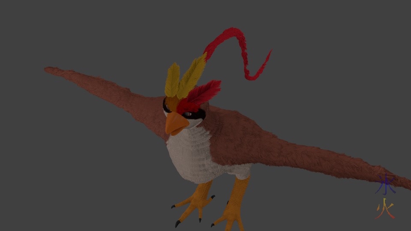 3d mega-pidgeot head feathers