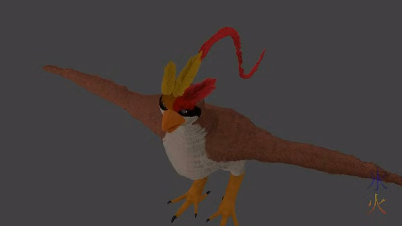 3d mega-pidgeot head feathers