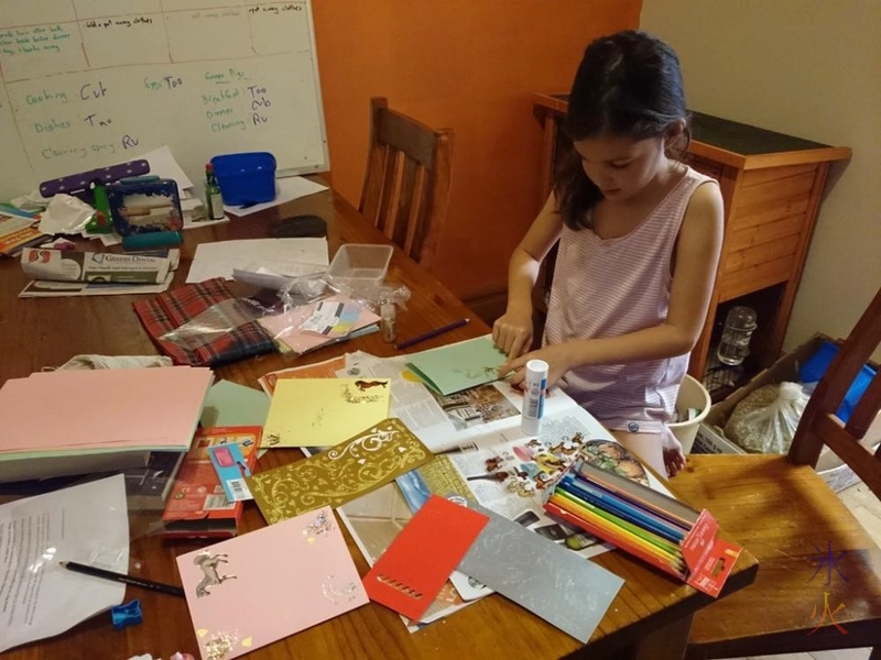 8yo making birthday party invitations