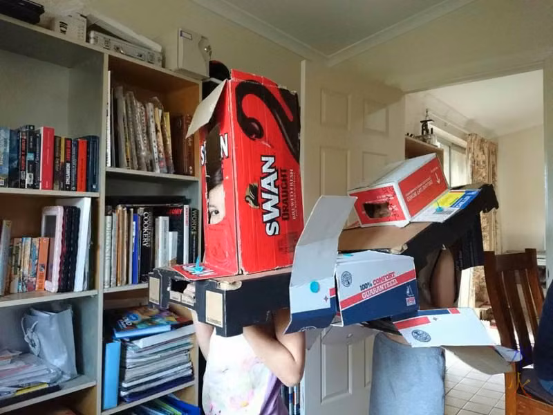 Rough wearable box dragon made with Makedo set