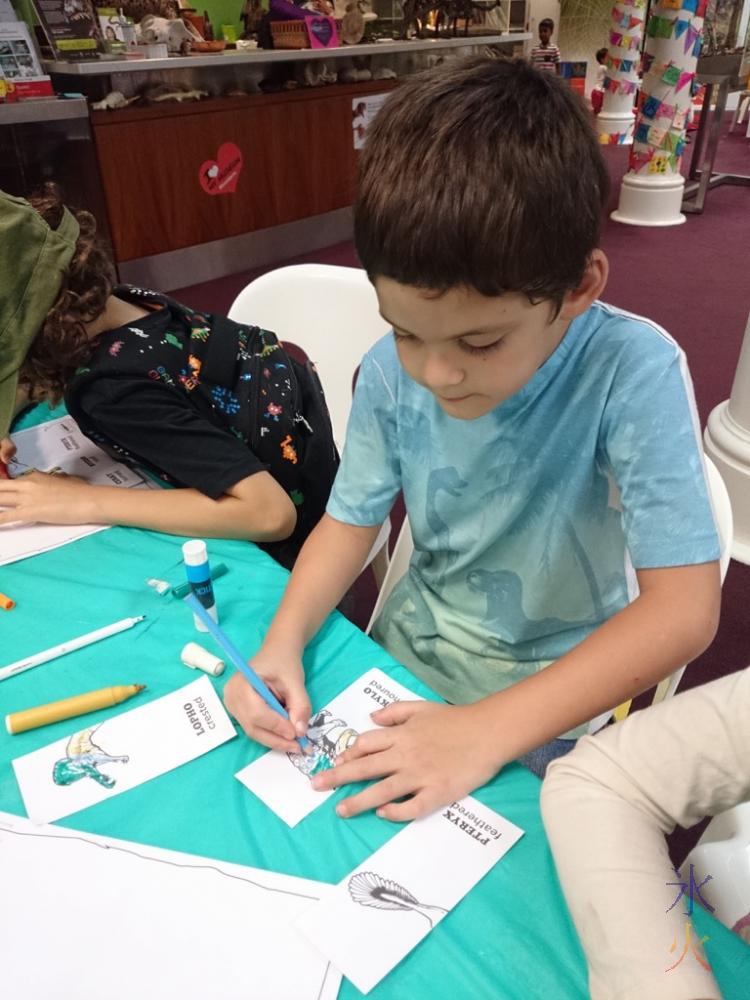 6yo colouring mix and match dinosaur at Western Australian Museum