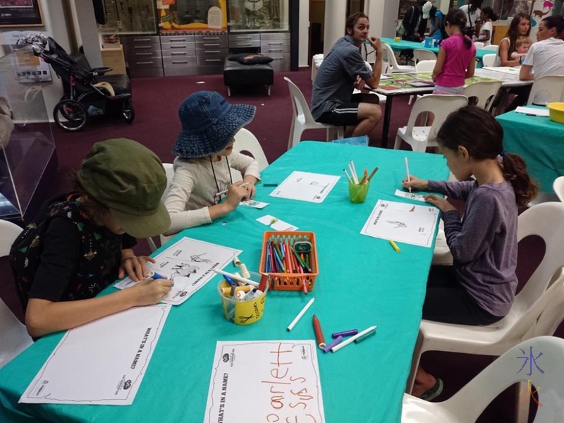 Colouring mix and match dinosaurs at Western Australian Museum