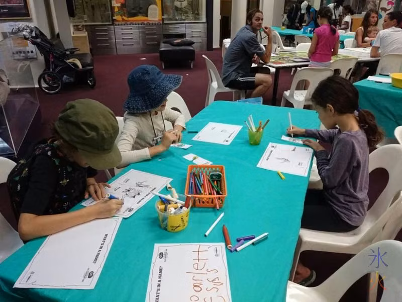 Colouring mix and match dinosaurs at Western Australian Museum