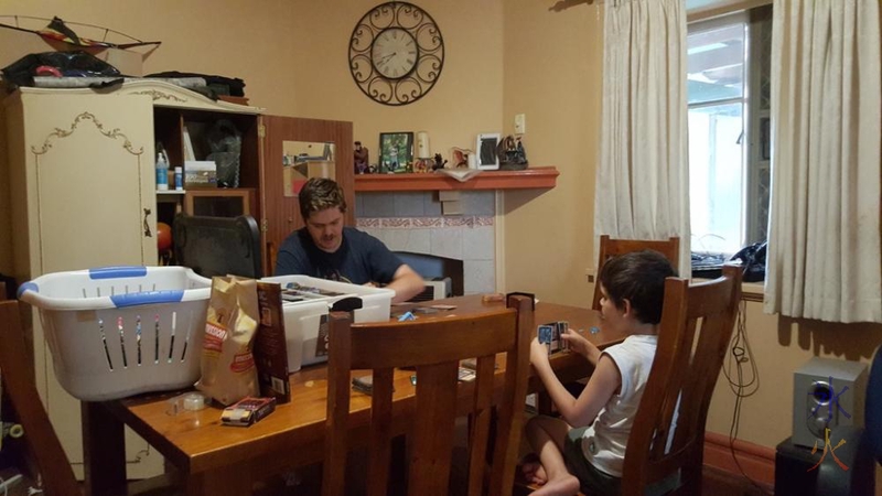 JJ and 6yo playing Magic: The Gathering