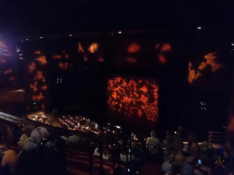 In the nosebleed section at The Lion King Broadway Musical being performed at Crown Theatre, Perth, Western Australia