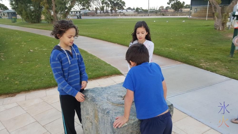 Checking out the sundial on the foreshore at Jurien Bay, Western Australia