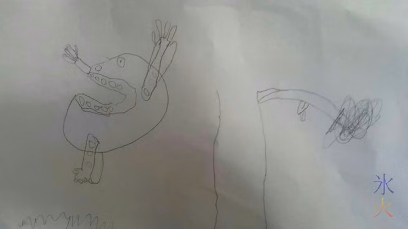 11yo's drawing of an Aboriginal vampire